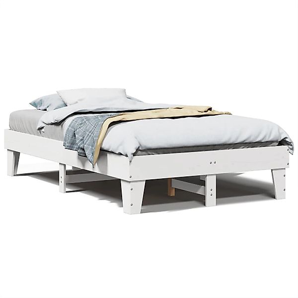 vidaXL Massivholzbett ohne Matratze Weiß 135x190 cm Kiefernholz 855371 günstig online kaufen