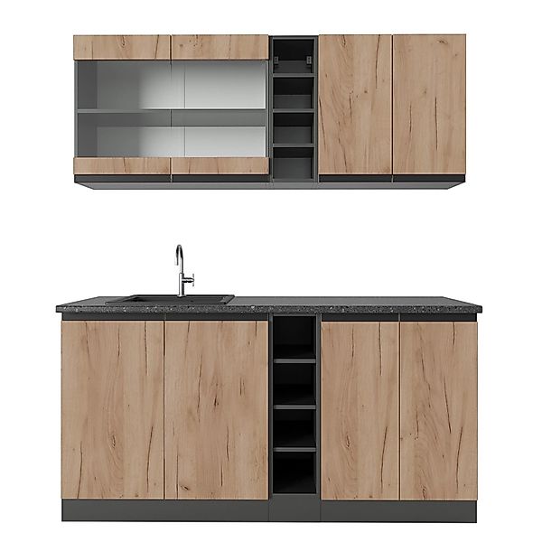 Vicco R-Line SingleKüche Goldkraft Eiche/Anthrazit 160 cm AP Anthrazit ohne günstig online kaufen
