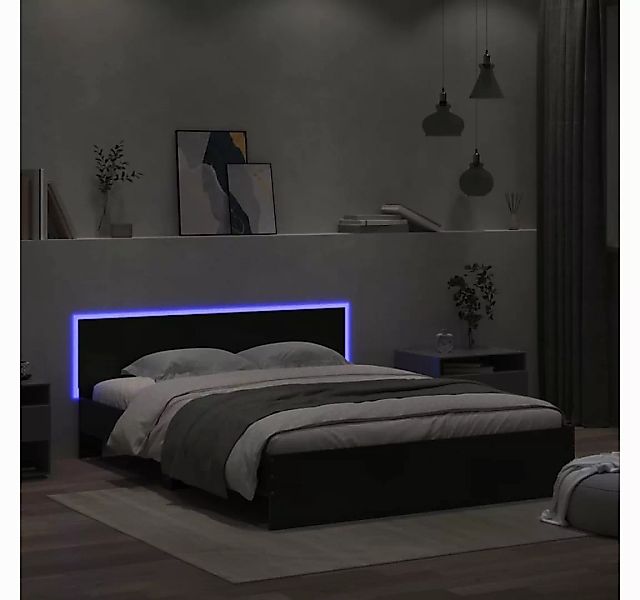 furnicato Bettgestell mit LED ohne Matratze Schwarz 150x200 cm (1-tlg) günstig online kaufen