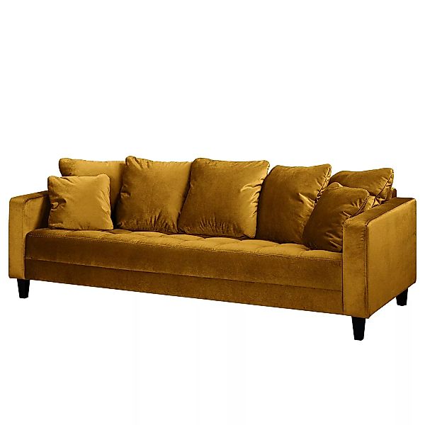 home24 Red Living Sofa Elnora 3-Sitzer Senfgelb Samt 228x85x90 cm günstig online kaufen
