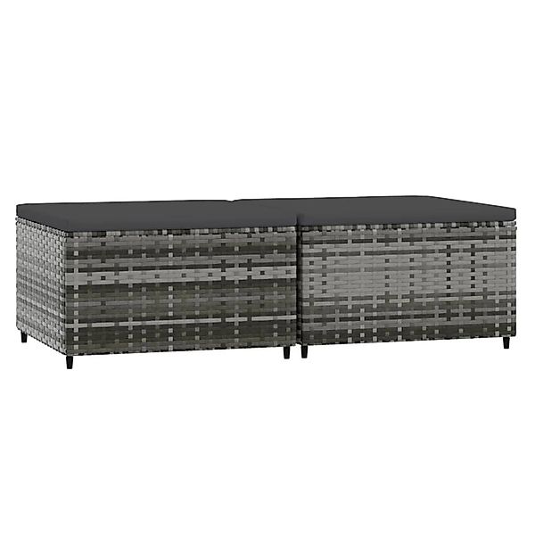 VidaXL Gartenhocker mit Kissen 2 Stk. Grau Poly Rattan 1 günstig online kaufen