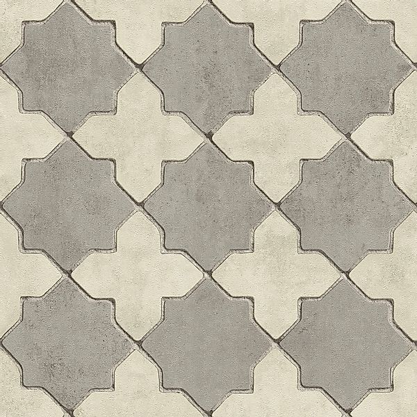 PROFHOME 374215-GU Grafik Tapete Geometrisch Matt Grau Creme 0,53 m x 10,05 günstig online kaufen