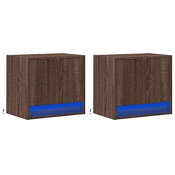 vidaXL Nachttisch Wand-Nachttische mit LED-Leuchten 2 günstig online kaufen