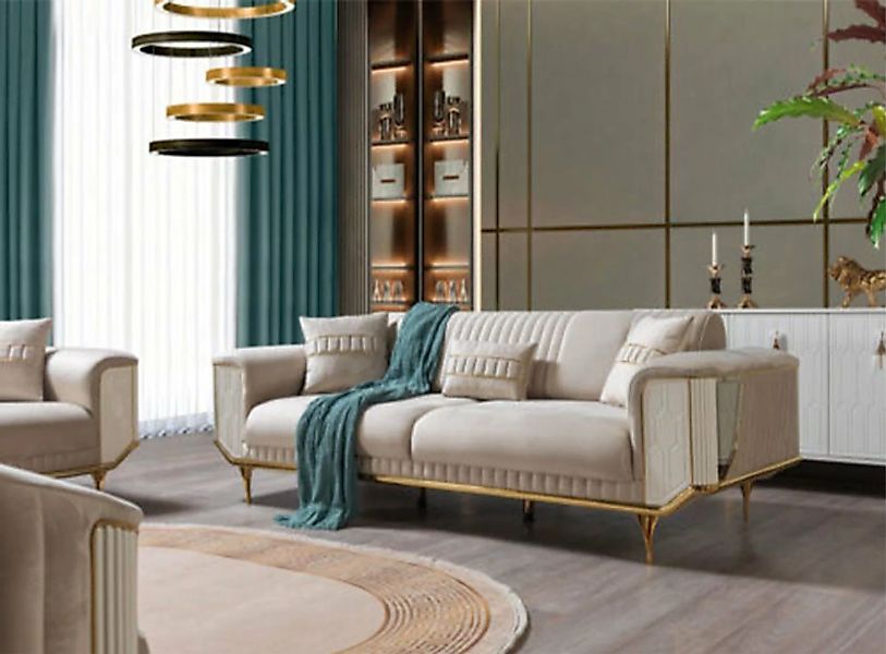 JVmoebel 3-Sitzer Blaues Sofa Wohnzimmer Sofa 3er Couchen Designer Couch Po günstig online kaufen
