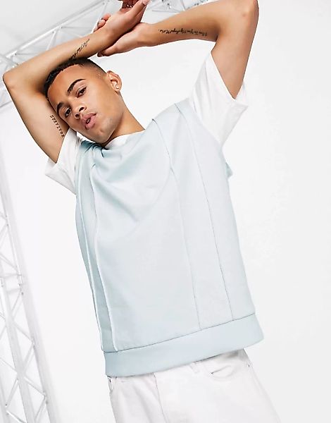 ASOS DESIGN – Ärmelloses Sweatshirt in Pastellblau, Kombiteil günstig online kaufen
