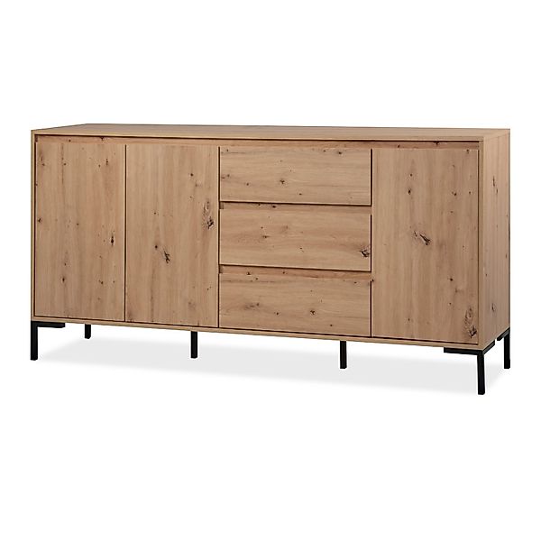 Furn.Design Sideboard Eiche Artisan 170 cm 3 Türen 3 Schubkästen Modern Bas günstig online kaufen