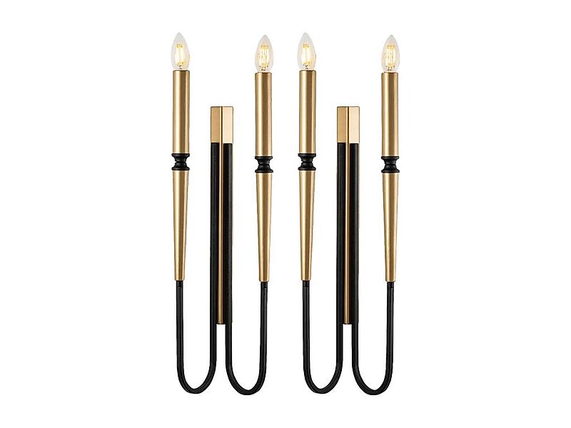 Set 2 Wandleuchten Kerzenständer-Stil – Metall – Gold und Schwarz – H 58 cm günstig online kaufen