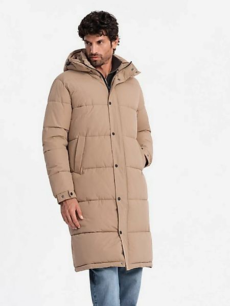 OMBRE Wintermantel Lange Herren-Steppjacke mit abnehmbarer Kapuze günstig online kaufen