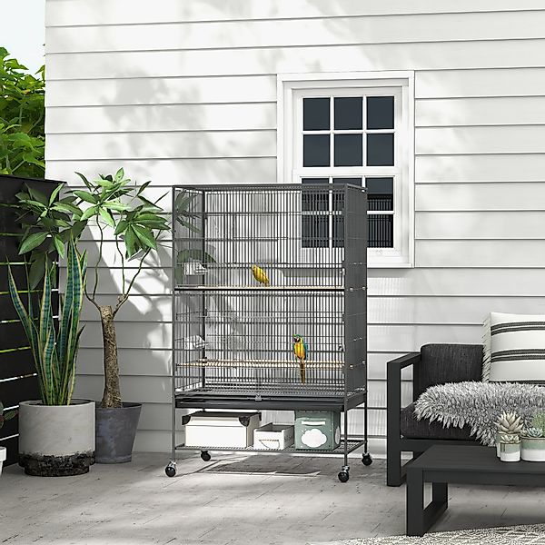 PawHut Vogelkäfig Vogelvoliere mit Sitzstangen und Ablage, 94 x 57 x 153 cm günstig online kaufen