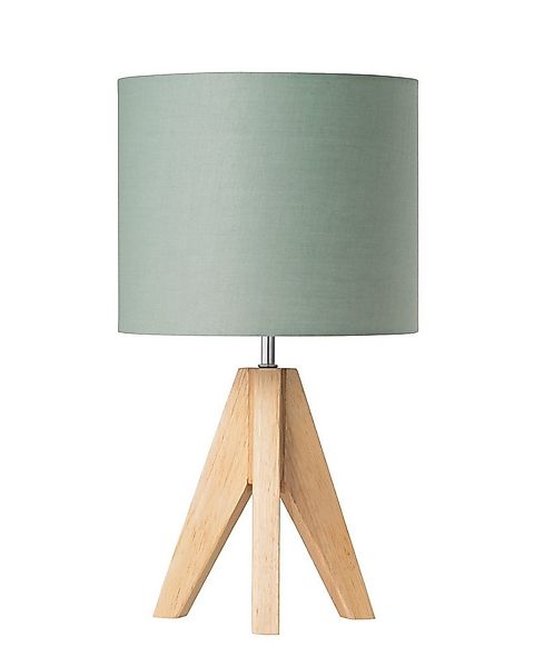 EDISHINE Nachttischlampe aus Holz mit Stoffschirm dreibeinig, LED wechselba günstig online kaufen