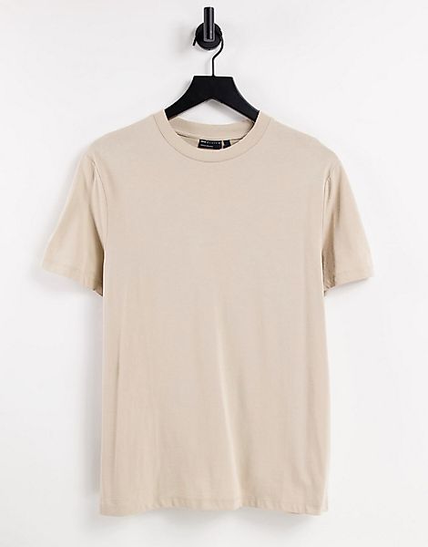ASOS DESIGN – Bio-T-Shirt mit Rundhalsausschnitt in Beige-Neutral günstig online kaufen