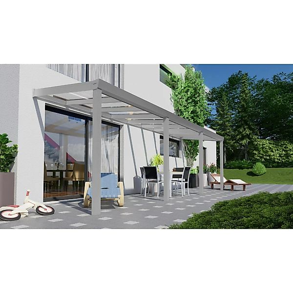 Terrassenüberdachung Professional 700 cm x 200 cm Grau Struktur Glas günstig online kaufen