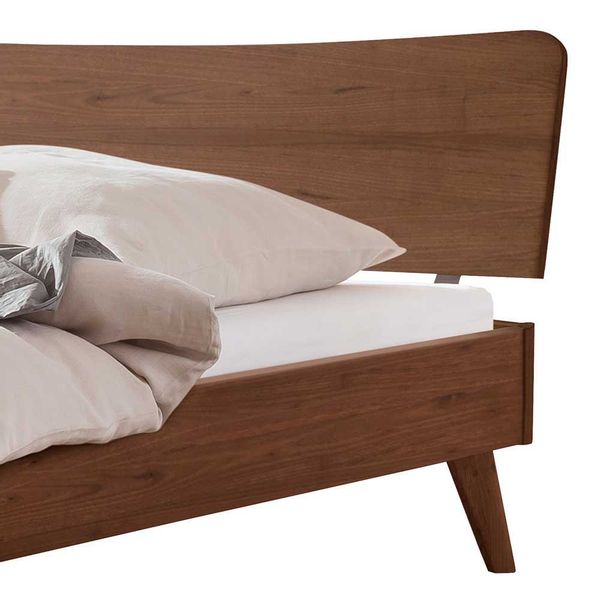 Nussbaum massiv Doppelbett 160x200 cm oder 180x200 cm modernem Design günstig online kaufen