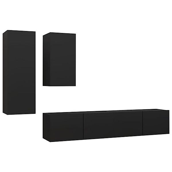 furnicato TV-Schrank 4-tlg. TV-Schrank-Set Schwarz Holzwerkstoff (1-St) günstig online kaufen