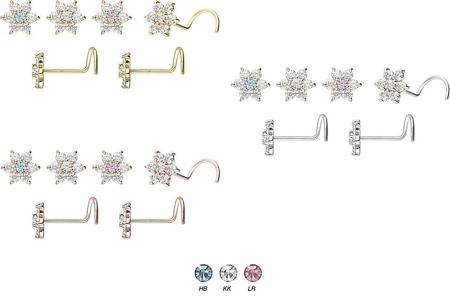 PIERCINGLINE Nasenpiercing 14/18 Karat Gold Nasenstecker Spirale MOISSANIT- günstig online kaufen