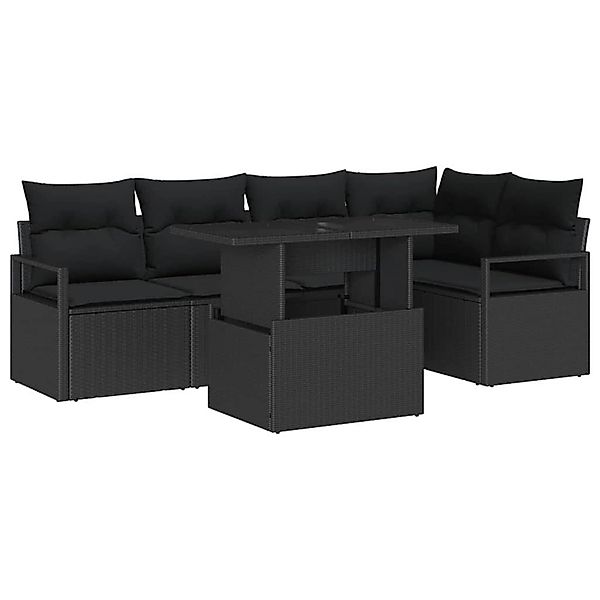 vidaXL Garten-Sofa-Set mit Speicher 6-Tlg Schwarz Poly Rattan 3357566 günstig online kaufen