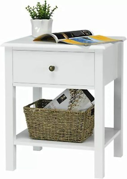 COSTWAY® Nachttisch Beistelltisch mit Schublade Holz weiß günstig online kaufen