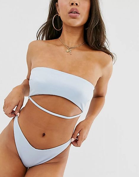 ASOS DESIGN – Mix & Match – Glänzende Bikinihüfthose im Bandagenstil mit ho günstig online kaufen