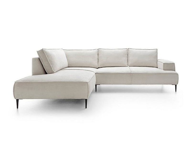 Goldstoff Ecksofa Cord VESPA L Beige – großes Wohnlandschaft Sofa L-Form, G günstig online kaufen