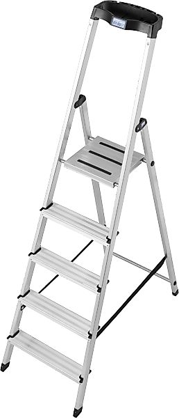KRAUSE Stehleiter "Safety" Aluminium, 1x5 Stufen, Arbeitshöhe ca. 305 cm günstig online kaufen