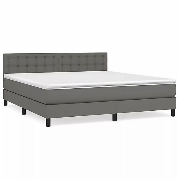 vidaXL Boxspringbett mit Matratze Grau 180x200 cm Kunstleder1389835 günstig online kaufen