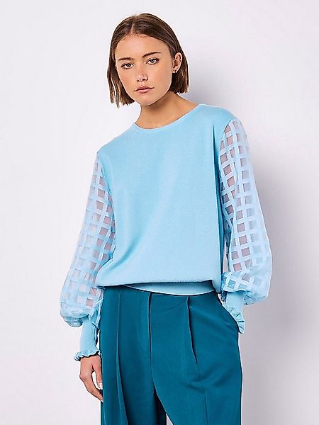 Apricot Strickpullover Pullover mit kontrastierenden Organza-Ärmeln im Stri günstig online kaufen