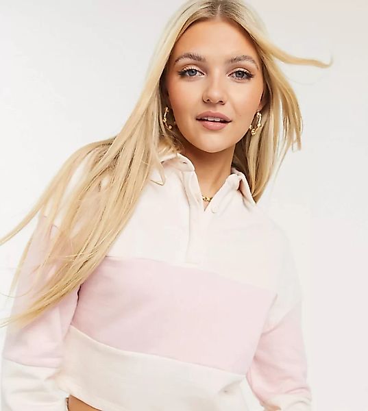 Wednesday's Girl – Legeres Sweatshirt mit Kontraststreifen-Rosa günstig online kaufen
