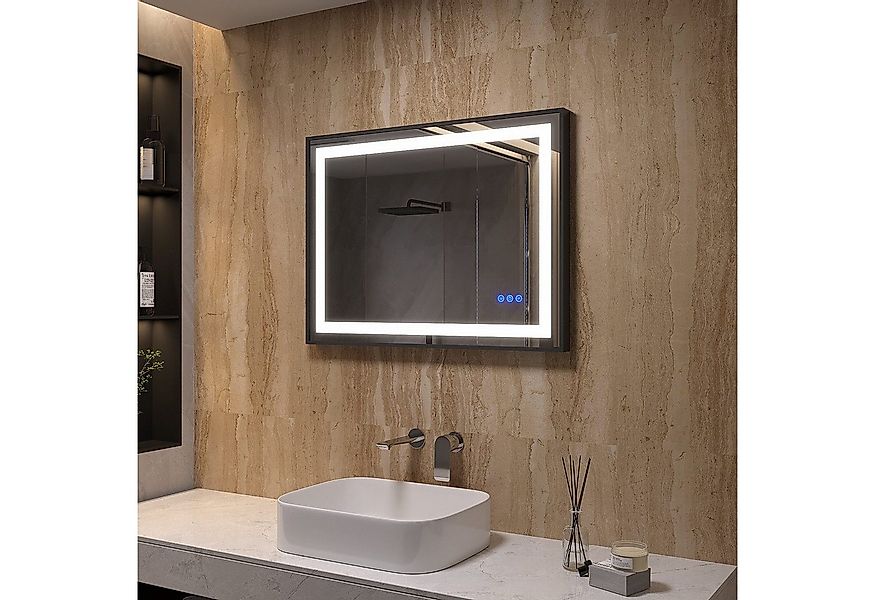 AQUABATOS LED-Lichtspiegel LED Spiegel Badspiegel schwarz Badzimmer Spiegel günstig online kaufen