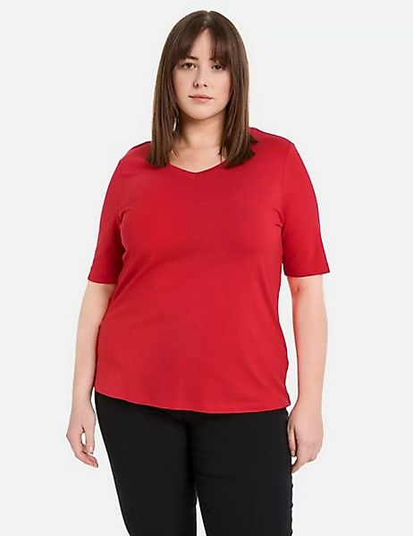 Samoon Kurzarmshirt Basic Shirt aus Baumwoll-Mix günstig online kaufen