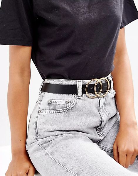 ASOS DESIGN – Taillen- und Hüft-Jeansgürtel mit kreisförmiger Doppelschnall günstig online kaufen