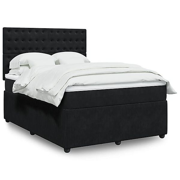 vidaXL Boxspringbett, Boxspringbett mit Matratze Schwarz 160x200 cm Samt günstig online kaufen