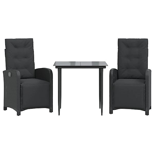 vidaXL 3-Tlg Bistro-Set mit Kissen Schwarz Poly Rattan 3212528 günstig online kaufen