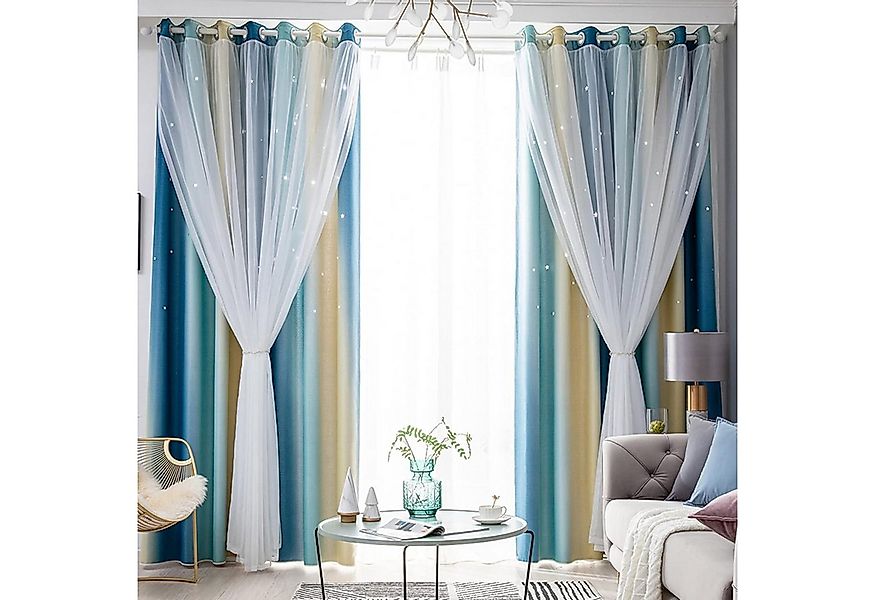 BYSURE Verdunkelungsvorhang Sterne geschnittene Vorhänge für Schlafzimmer ( günstig online kaufen