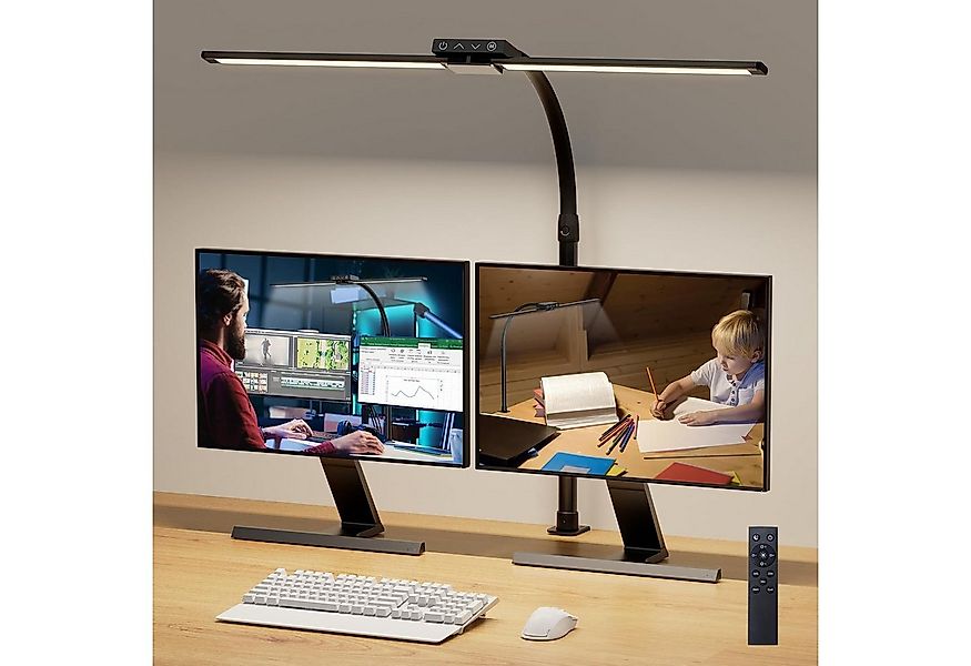Elegear LED Schreibtischlampe 24W LED Doppelkopf Schwanenhals-Schreibtischl günstig online kaufen