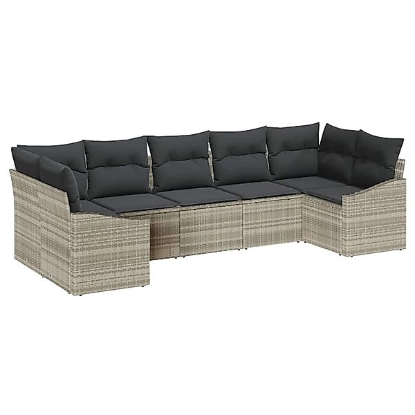 vidaXL Garten-Sofa-Set 7-Tlg Hellgrau Poly Rattan 3346872 günstig online kaufen