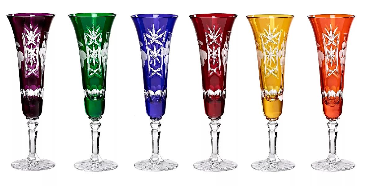 Sektglas Champagnerglas Handgeschliffen Traube Kristall Glas 140 ml 6er-Set günstig online kaufen