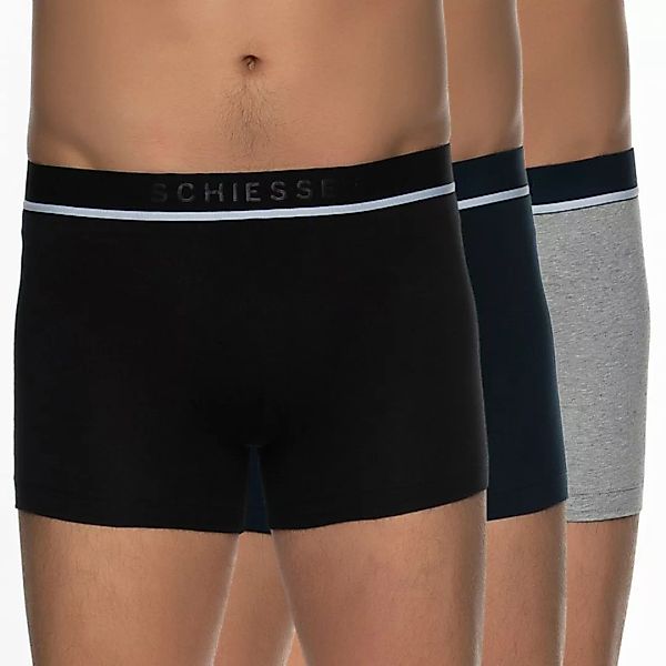 Schiesser 3-er Set Trunks Schwarz, Grau & Dunkelblau günstig online kaufen