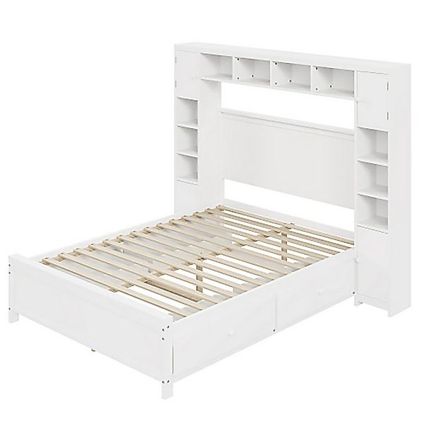 Celya Bettgestell 140x200cm mit vier Schubladen und Stauschrank, Doppelbett günstig online kaufen