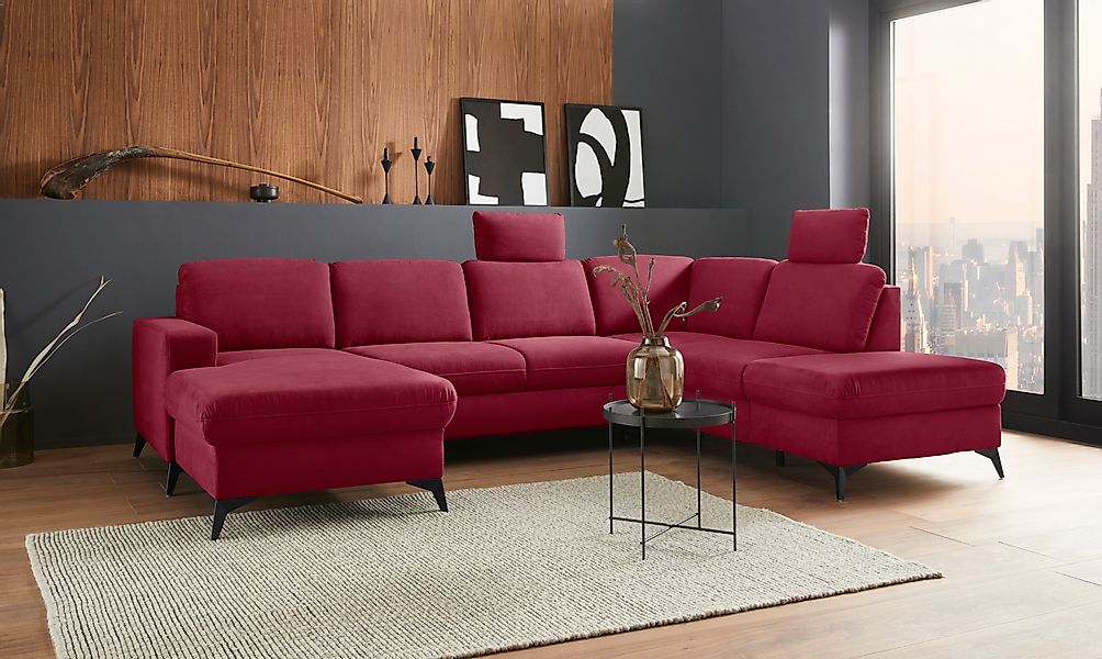 Home affaire Wohnlandschaft »Lolland U-Form« Wahlweise mit Bettfunktion und günstig online kaufen