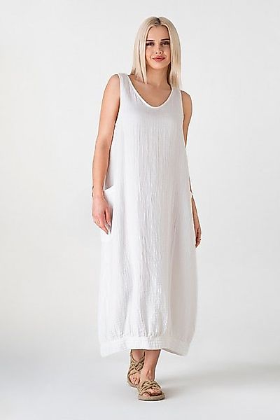 WENOR Sommerkleid Damen Musselin Strandkleid ärmellos 100 % Baumwolle mit T günstig online kaufen