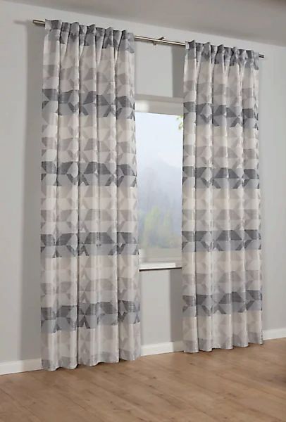 Bennetti Schal mit Gardinenband Jacquard Raute grau 140 x 245 cm günstig online kaufen