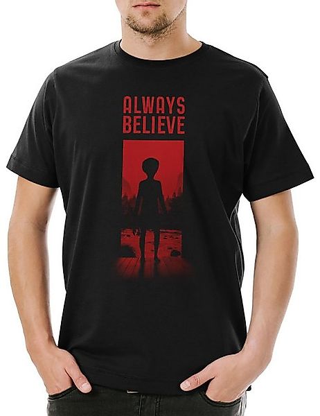 Urban Backwoods Print-Shirt Always Believe Herren T-Shirt Alien UFO Haunebu günstig online kaufen
