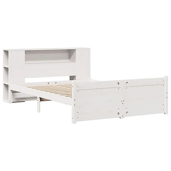 vidaXL Bett Massivholzbett mit Regal ohne Matratze Weiß 140x200 cm Kiefer günstig online kaufen