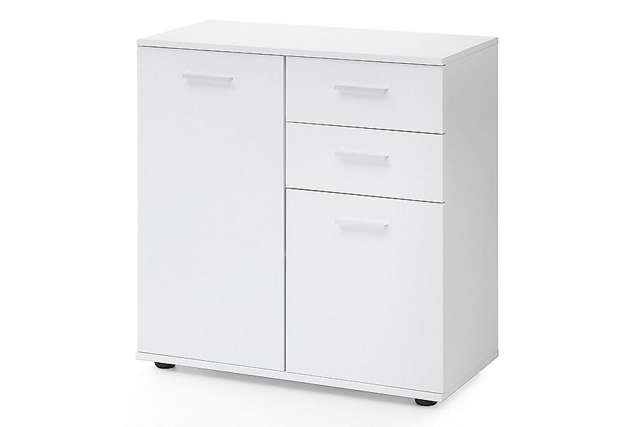 FINEBUY Sideboard SuVa11838_1 70 cm Weiß mit 2 Türen & 2 Schubladen Kommode günstig online kaufen