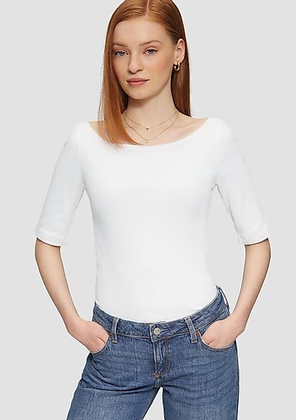QS Kurzarmshirt Schmales Rippshirt mit U-Boot günstig online kaufen
