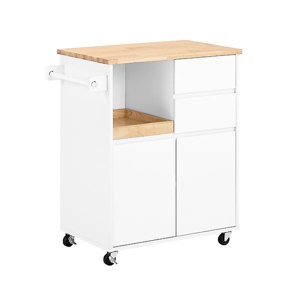 SoBuy Küchenwagen mit Arbeitsplatte Servierwagen Weiß 72x84x40cm FKW123-WN günstig online kaufen