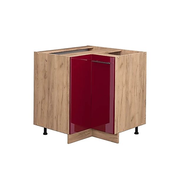 Vicco Eckunterschrank Fame-Line Bordeaux Hochglanz/Goldkraft Eiche 81 cm AP günstig online kaufen