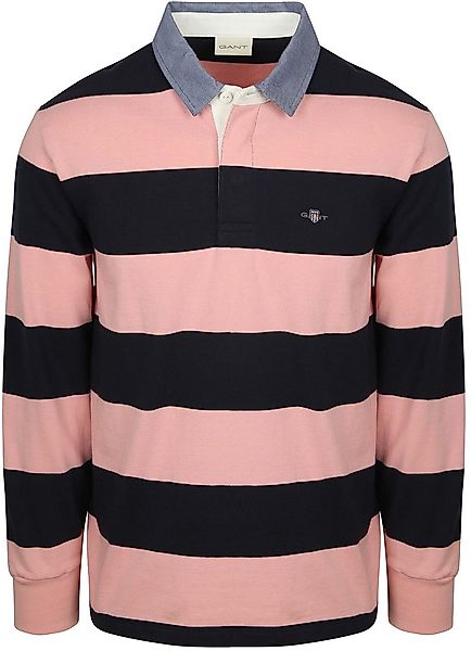 Gant Heavy Rugger Shield Poloshirt Streifen Navy Rosa - Größe XXL günstig online kaufen