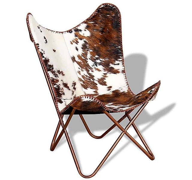 vidaXL Sessel Butterfly-Sessel Braun und Weiß Echtes Kuhfell (1-St) günstig online kaufen