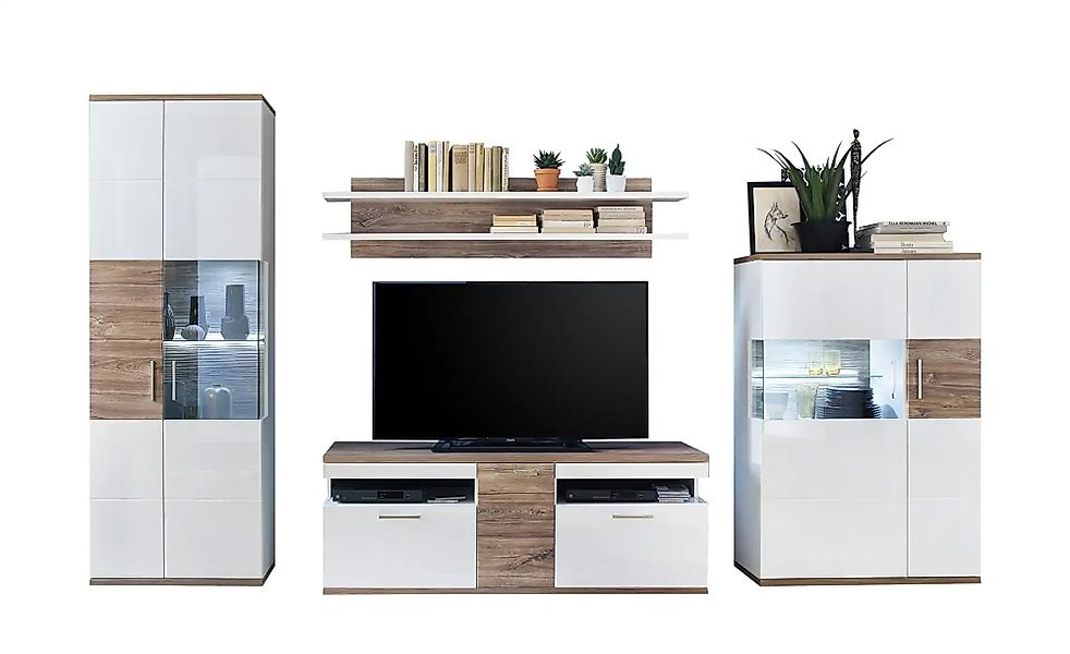 uno Wohnkombination  Zypern ¦ weiß ¦ Maße (cm): B: 310 H: 199 T: 50.0 Kommo günstig online kaufen